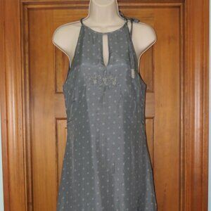 Mila Silk Grey Sleeveless Halter Lightweight Delicate Shift Dress Lined